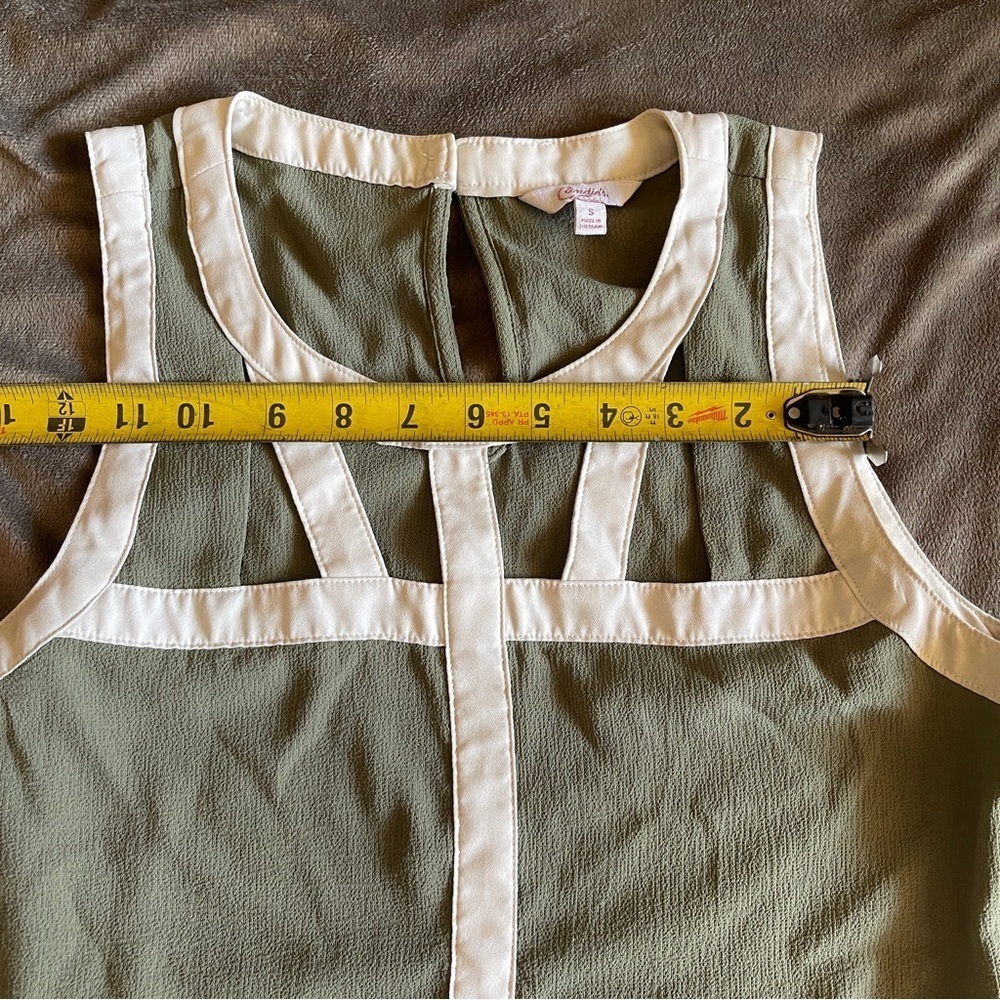 Candie's Sage Green Tank Top with White Accents - Picture 8 of 9